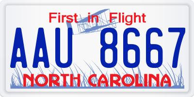 NC license plate AAU8667