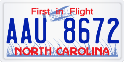 NC license plate AAU8672