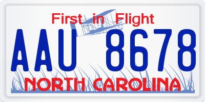 NC license plate AAU8678