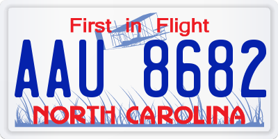 NC license plate AAU8682
