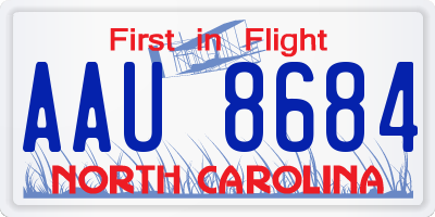 NC license plate AAU8684