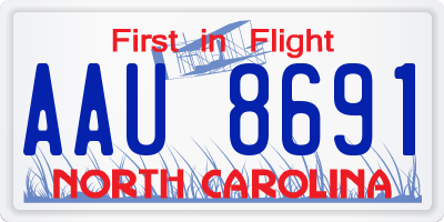 NC license plate AAU8691