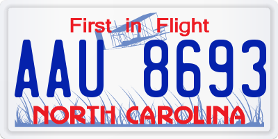 NC license plate AAU8693