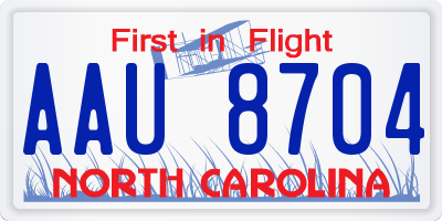 NC license plate AAU8704
