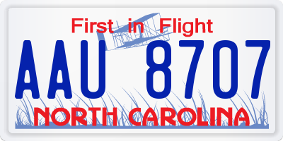 NC license plate AAU8707
