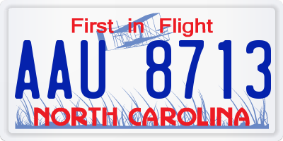 NC license plate AAU8713