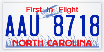 NC license plate AAU8718