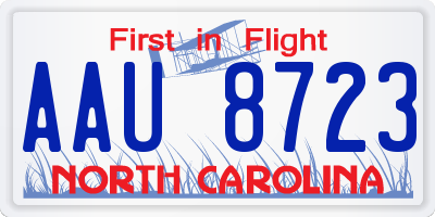 NC license plate AAU8723