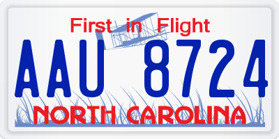 NC license plate AAU8724