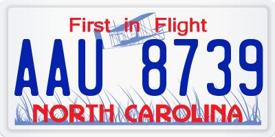 NC license plate AAU8739