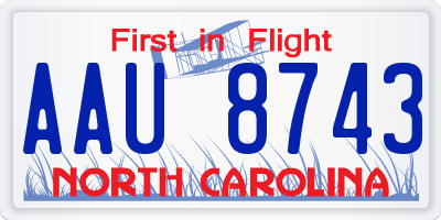 NC license plate AAU8743