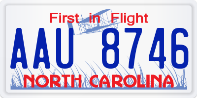 NC license plate AAU8746
