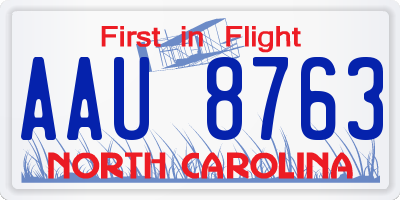 NC license plate AAU8763