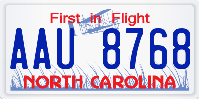 NC license plate AAU8768