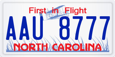 NC license plate AAU8777
