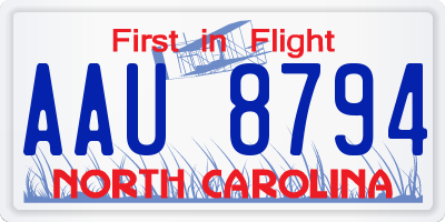 NC license plate AAU8794