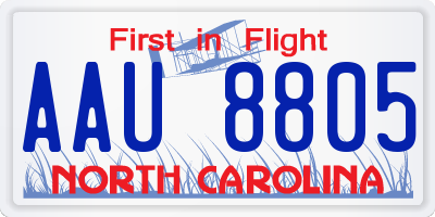 NC license plate AAU8805