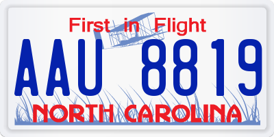 NC license plate AAU8819