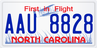 NC license plate AAU8828