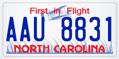 NC license plate AAU8831