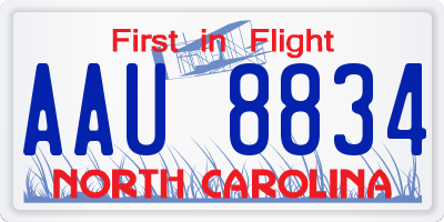 NC license plate AAU8834