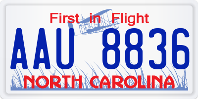 NC license plate AAU8836