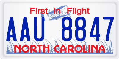 NC license plate AAU8847