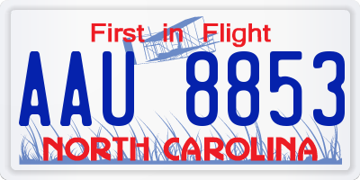 NC license plate AAU8853