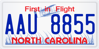 NC license plate AAU8855
