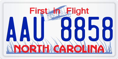 NC license plate AAU8858