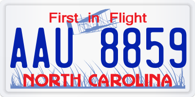 NC license plate AAU8859