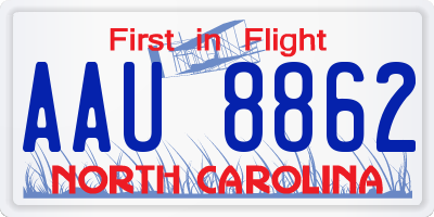 NC license plate AAU8862