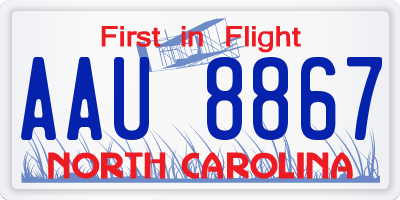 NC license plate AAU8867