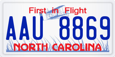 NC license plate AAU8869