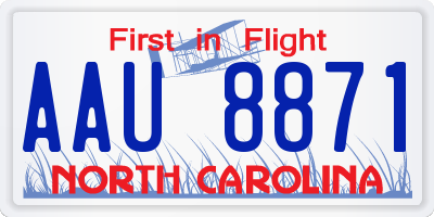 NC license plate AAU8871