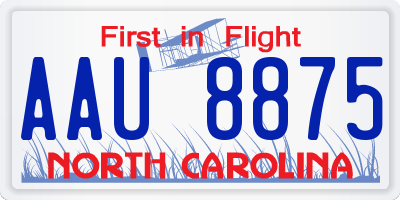 NC license plate AAU8875
