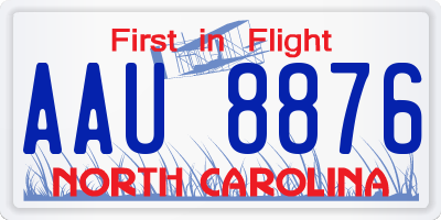NC license plate AAU8876