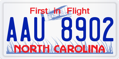 NC license plate AAU8902