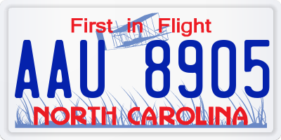 NC license plate AAU8905