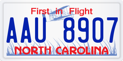 NC license plate AAU8907