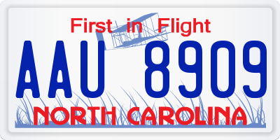 NC license plate AAU8909