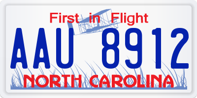 NC license plate AAU8912