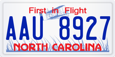 NC license plate AAU8927