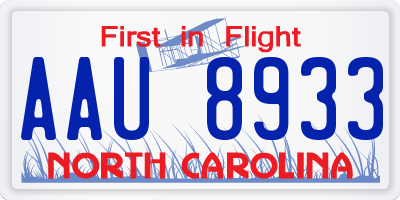NC license plate AAU8933