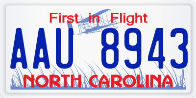 NC license plate AAU8943