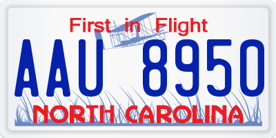 NC license plate AAU8950