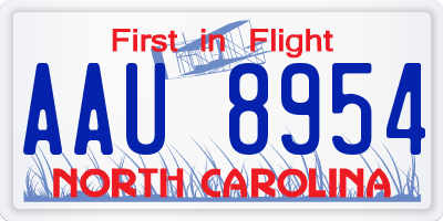 NC license plate AAU8954