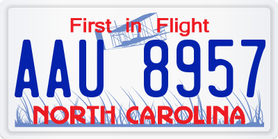 NC license plate AAU8957