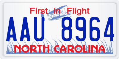 NC license plate AAU8964
