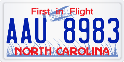 NC license plate AAU8983